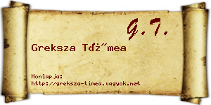 Greksza Tímea névjegykártya